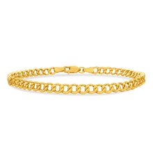Load image into Gallery viewer, 9ct Yellow Gold Silver Filled Flat 21cm Curb Bracelet