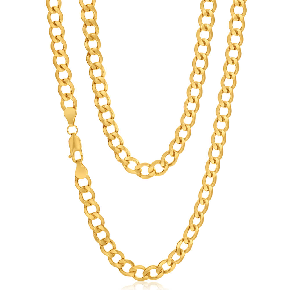 9ct Yellow Gold Silver Filled 55cm Curb Chain