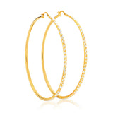 9ct Yellow Gold Silver Filled 60mm Hoop Earrings with diamond cut feature