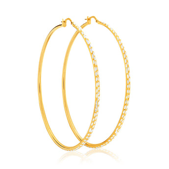9ct Yellow Gold Silver Filled 60mm Hoop Earrings with diamond cut feature