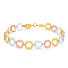 Load image into Gallery viewer, 9ct Yellow Gold Silver Filled Three Tone Fancy 19cm Bracelet