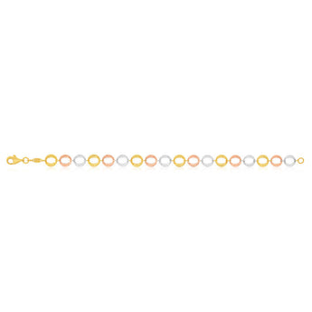 9ct Yellow Gold Silver Filled Three Tone Fancy 19cm Bracelet