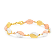 Load image into Gallery viewer, 9ct Yellow Gold Silver Filled Three Tone Fancy 19.5cm  Bracelet