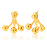 9ct Yellow Gold Silver Filled Balls Trio Ear Jacket Earrings