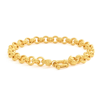 Men's 12mm Diamond Cut Belcher Bracelet – 9ct Gold Filled – 8 Inch Length – Round Link Chain