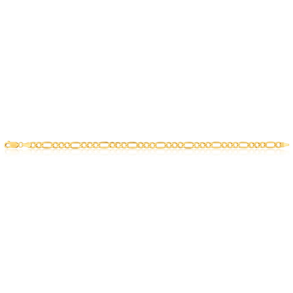 9ct Yellow Gold Silver Filled 21cm Figaro Bracelet 120 Gauge