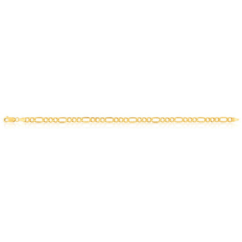 9ct Yellow Gold Silver Filled 21cm Figaro Bracelet 120 Gauge