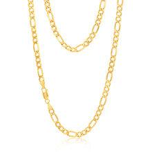 Load image into Gallery viewer, 9ct Yellow Gold Silver Filled 55cm Figaro Chain 120 Gauge