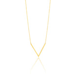 9ct Yellow Gold Silver Filled V Pendant With 45cm Chain