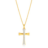9ct Yellow Gold Silver Filled Stardust Cross Pendant