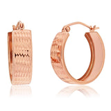 9ct Rose Gold Silver Filled Diamond Cut Hoop Earrings
