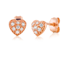 Load image into Gallery viewer, 9ct Rose Gold Silver Filled Heart Cubic Zirconia Studs