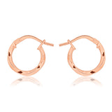 9ct Rose Gold Silver Filled 10mm Twist Hoop Earrings