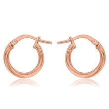 Load image into Gallery viewer, 9ct Rose Gold Silver Filled Twist Hoop Earrings in 10mm