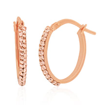 Load image into Gallery viewer, 9ct Rose Gold Silver Filled Hoop Earrings with Crystals