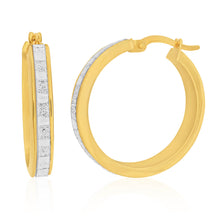 Load image into Gallery viewer, 9ct Yellow Gold Silver Filled 20mm Stardust Fancy Thin Hoop Earrings