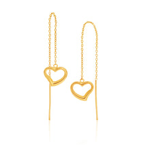 Load image into Gallery viewer, 9ct Yellow Gold Silver Filled Heart Thread Drop Earrings