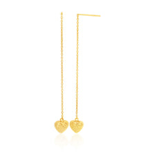 Load image into Gallery viewer, 9ct Yellow Gold Silver Filled Heart Long Thread Drop Earrings