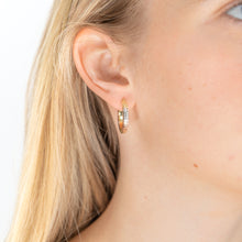 Load image into Gallery viewer, 9ct Mutlitone Gold Silver Filled Square Hoops Earrings