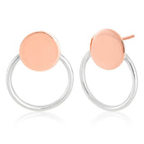 9ct Rose Gold Silverfilled Disc on a Silver Circle Studs