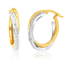 Load image into Gallery viewer, 9ct White Gold Silver Filled Cubic Zirconia Hoop Earrings