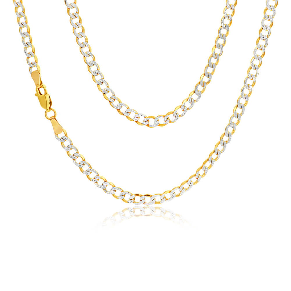 9ct Yellow Gold Silver Filled Curb 45cm Chain