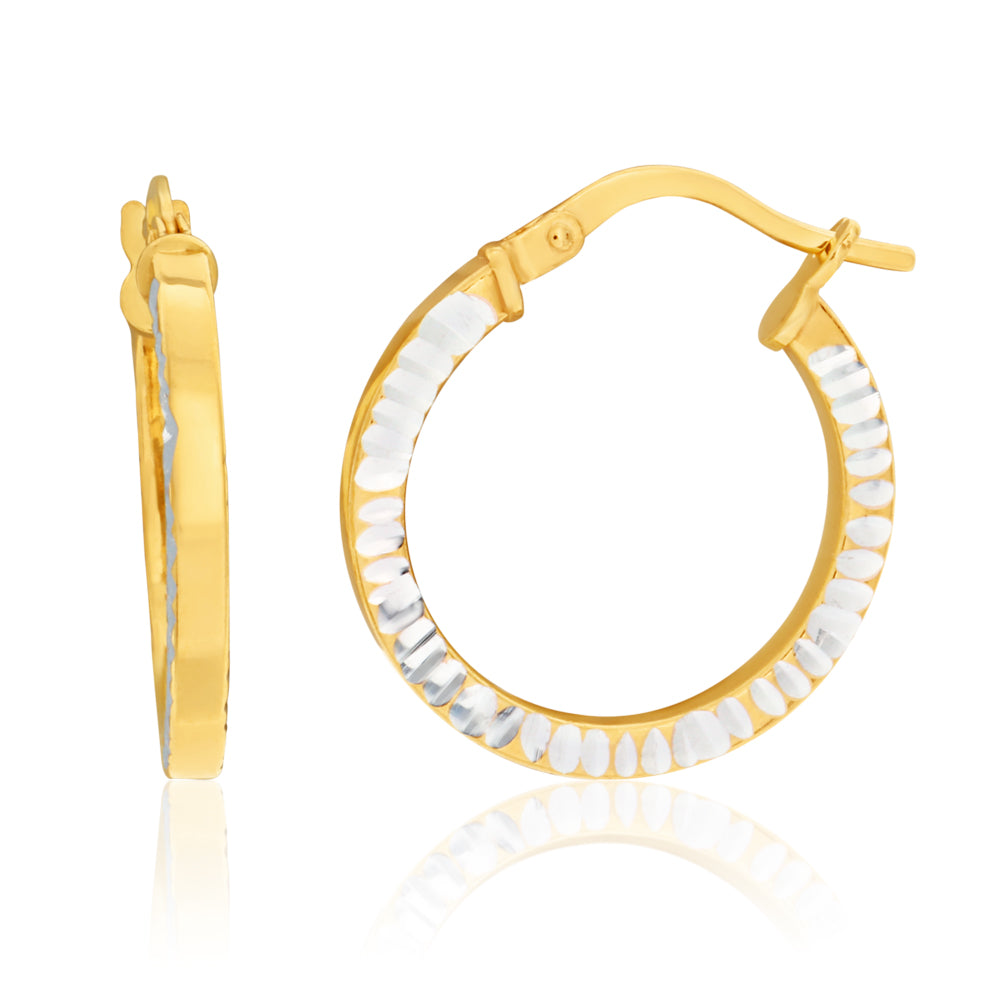 Neiman Marcus Diamonds 18K Yellow Gold Round Diamond Hoop Earrings