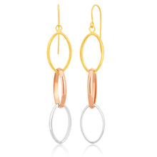 Load image into Gallery viewer, 9ct Three Tone Gold Silver Filled Triple Circle 40mm Drops Earrings