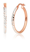 Load image into Gallery viewer, 9ct Rose Gold Silver Filled 20mm Fancy Hoop Earrings