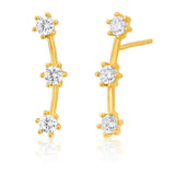 9ct Yellow Gold Silver Filled 3 Stars Ear Climber
