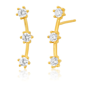 9ct Yellow Gold Silver Filled 3 Stars Ear Climber