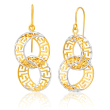 Load image into Gallery viewer, 9ct Yellow Gold Silver Filled Double Hoop Greek key Earrings