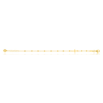 9ct Yellow Gold Silverfilled 19cm Cross & Beads Bracelet