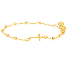 Load image into Gallery viewer, 9ct Yellow Gold Filled 19cm Cross &amp; Beads Bracelet
