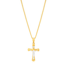 Load image into Gallery viewer, 9ct Yellow &amp; White Gold Silver Filled Crucifix