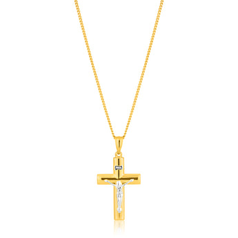 9ct Yellow & White Gold Silver Filled Crucifix