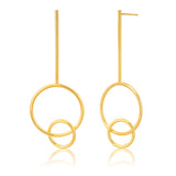 9ct Yellow Gold Silver Filled fancy Dangling Duo Earrings