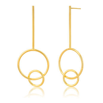 9ct Yellow Gold Silver Filled fancy Dangling Duo Earrings