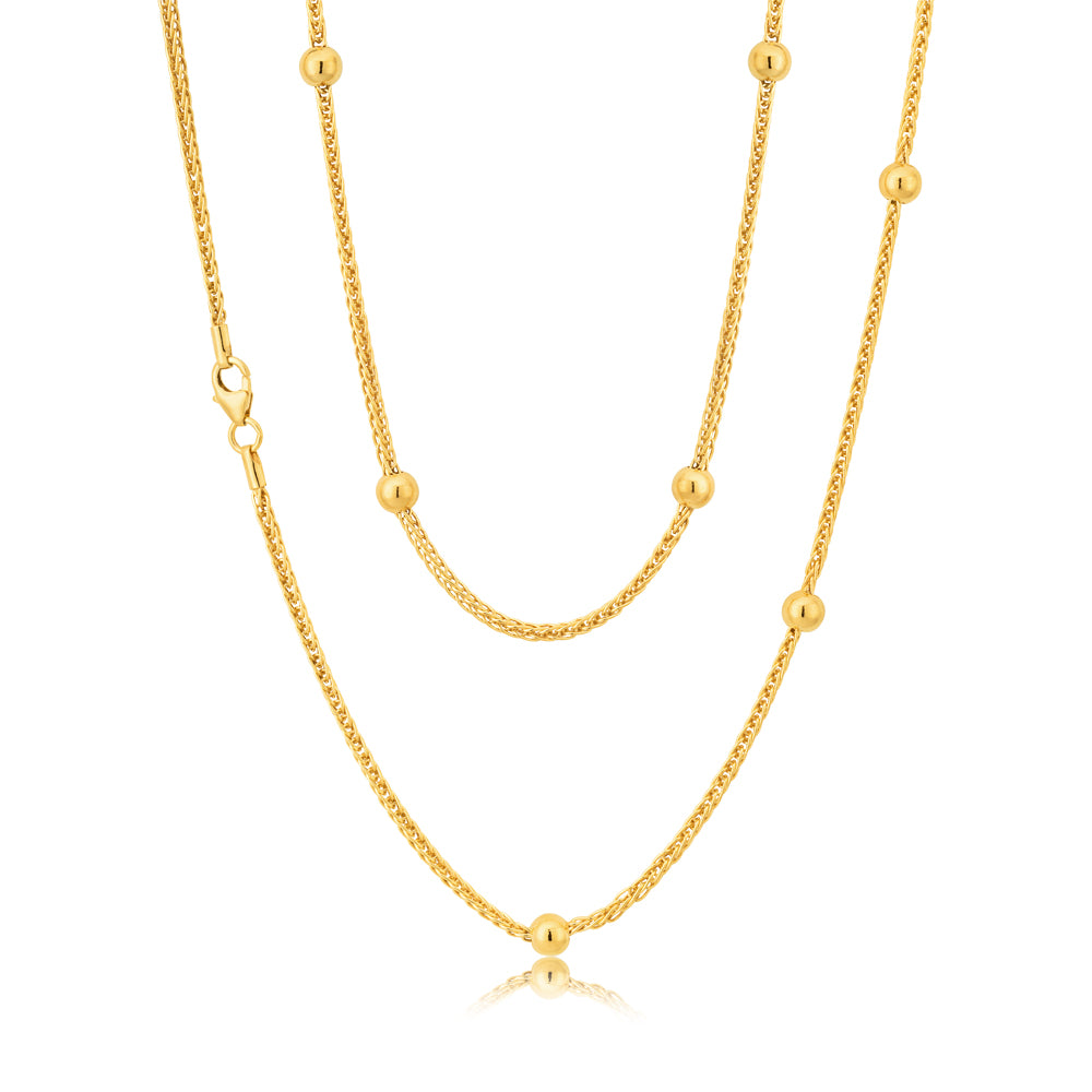 Silverfilled 9ct Yellow Gold Fancy Beads 50cm Chain