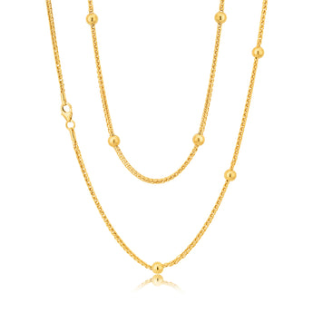 Silverfilled 9ct Yellow Gold Fancy Beads 50cm Chain
