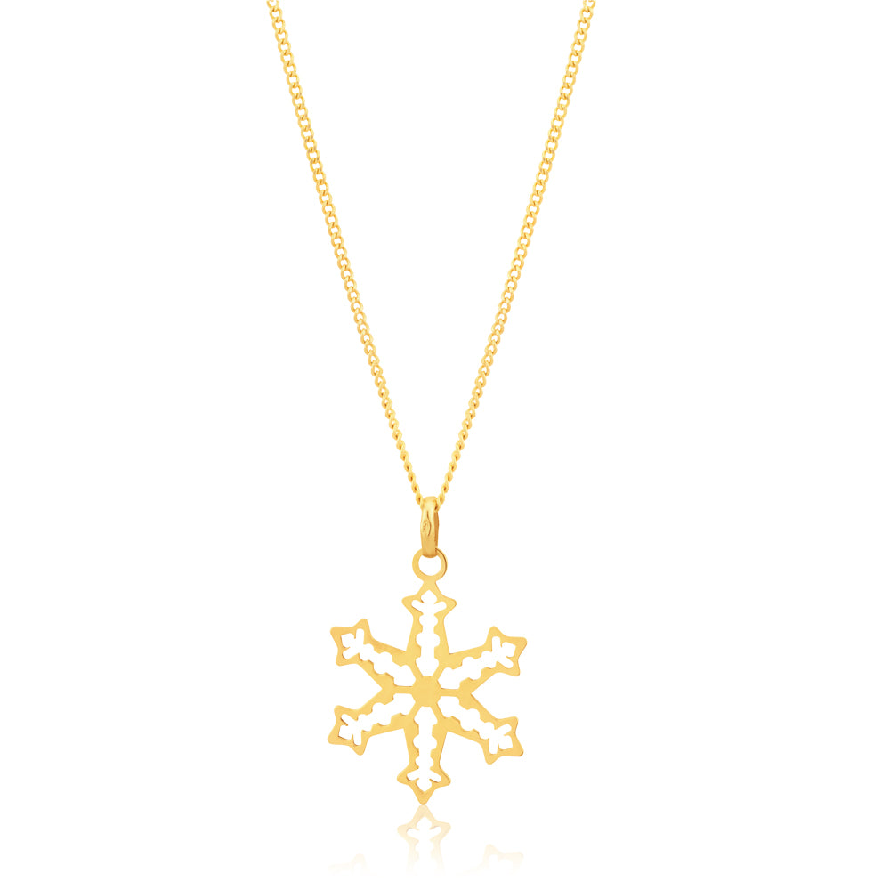 Silverfilled 9ct Yellow Gold Snow Flake Pendant