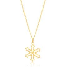 Load image into Gallery viewer, Silverfilled 9ct Yellow Gold Snow Flake Pendant
