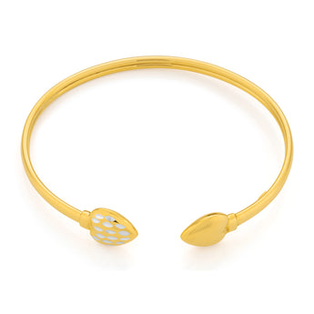 Silverfilled 9ct Yellow Gold Diamond-Cut Flex Heart Bangle