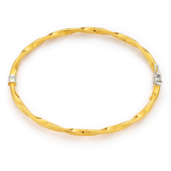 9ct Yellow Gold Silverfilled 60mm Twist Bangle