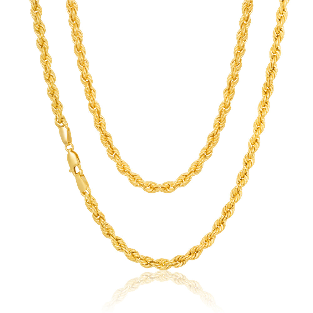 9ct Yellow Gold Silverfilled 45cm Rope Chain