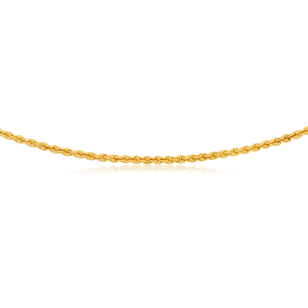 9ct Yellow Gold Silverfilled 50cm Rope Chain