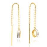 9ct Yellow Gold Silver Filled Stardust Open Circle Thread Earrings