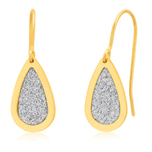 Load image into Gallery viewer, 9ct Yellow Gold Silverfilled Teardrop Earrings with Stardust