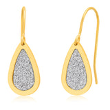9ct Yellow Gold Silverfilled Teardrop Earrings with Stardust