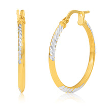 Load image into Gallery viewer, Silverfilled 9ct Yellow Gold 20mm Diamond Cut Hoop Earrings